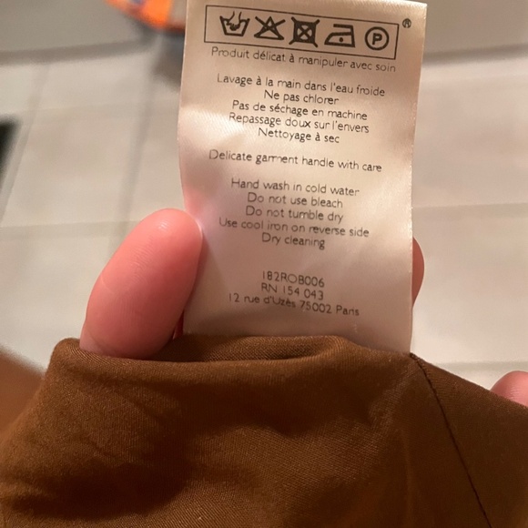 Sezane Olivia Long Sleeve Mini Dress in Flora Moka Brown Size 42 US 10 - Picture 7 of 13